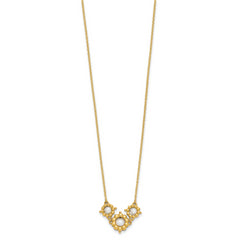14k Polished FWC Pearl Flower 16in w/2in ext. Necklace