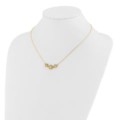 14k Polished FWC Pearl Flower 16in w/2in ext. Necklace