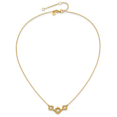 14k Polished FWC Pearl Flower 16in w/2in ext. Necklace