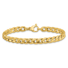 14K Polished and Textured Fancy Curb Bracelet