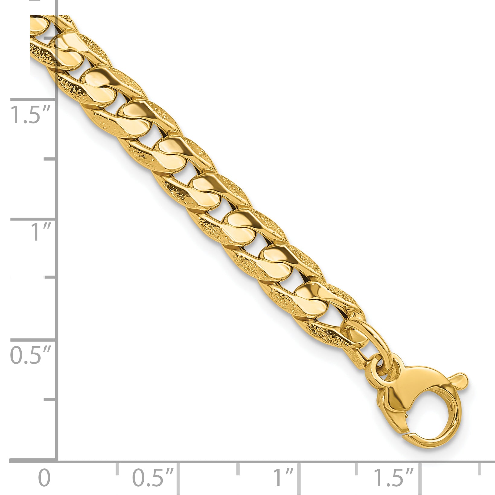 14K Polished and Textured Fancy Curb Bracelet