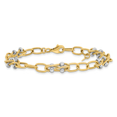 14K Two-tone Polished Fancy Link Bracelet