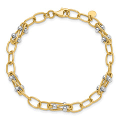 14K Two-tone Polished Fancy Link Bracelet