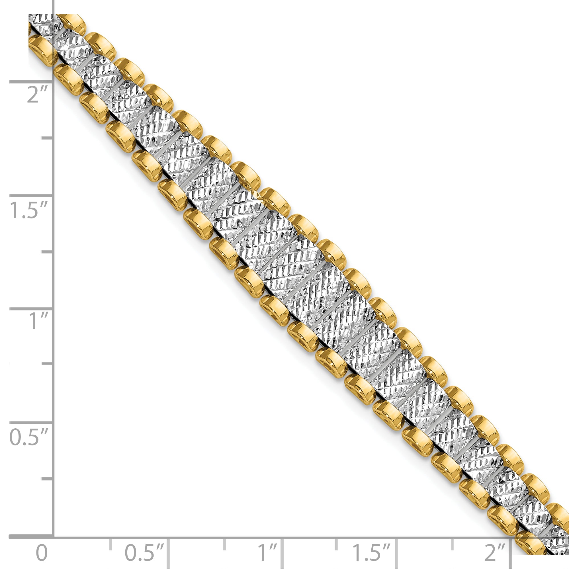 14K Two-tone Polished / Diamond-cut w/.5in ext. Bracelet - 7.5