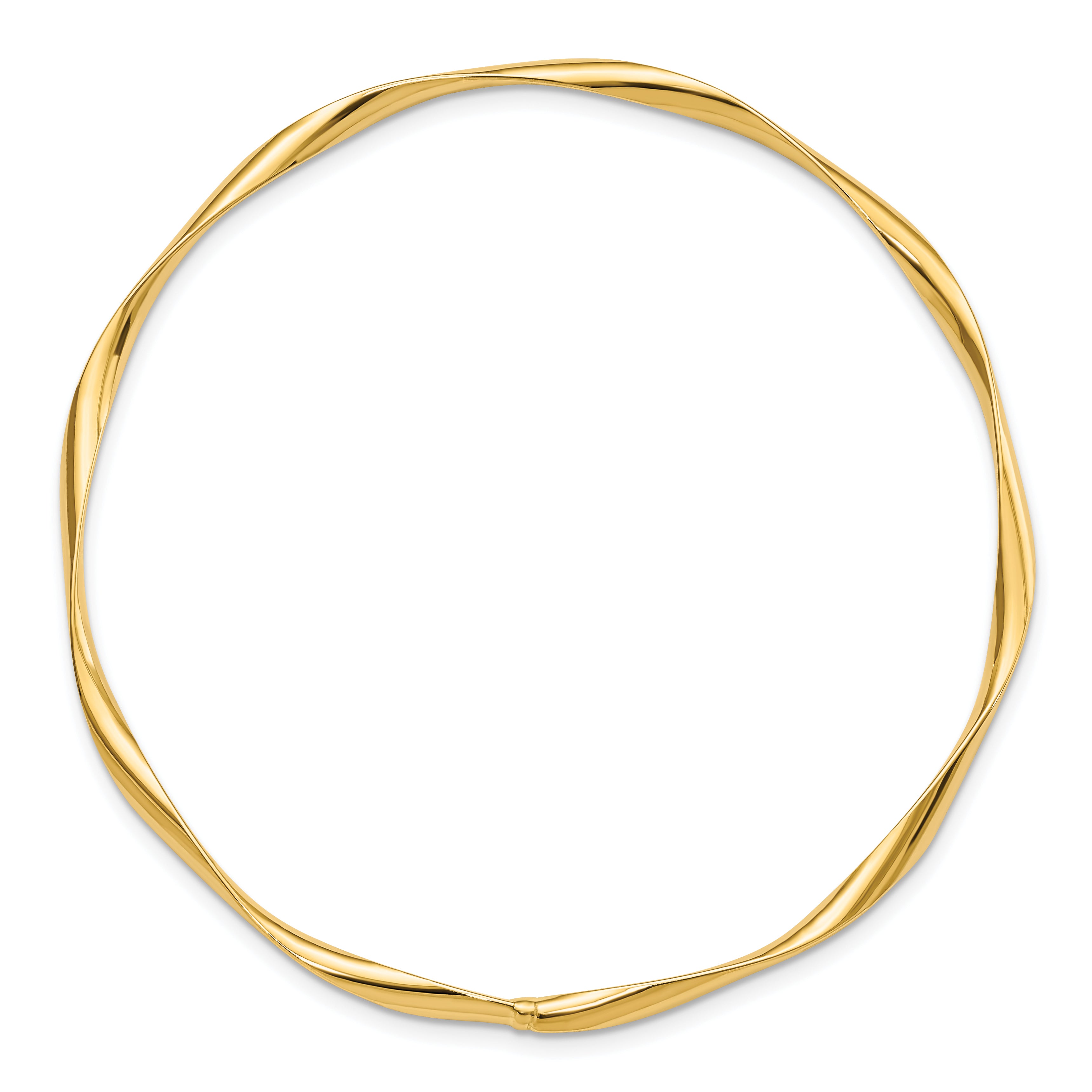 14K Gold Polished Twisted Bangle with Slip-On Design