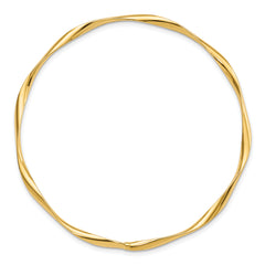 14K Gold Polished Twisted Bangle with Slip-On Design