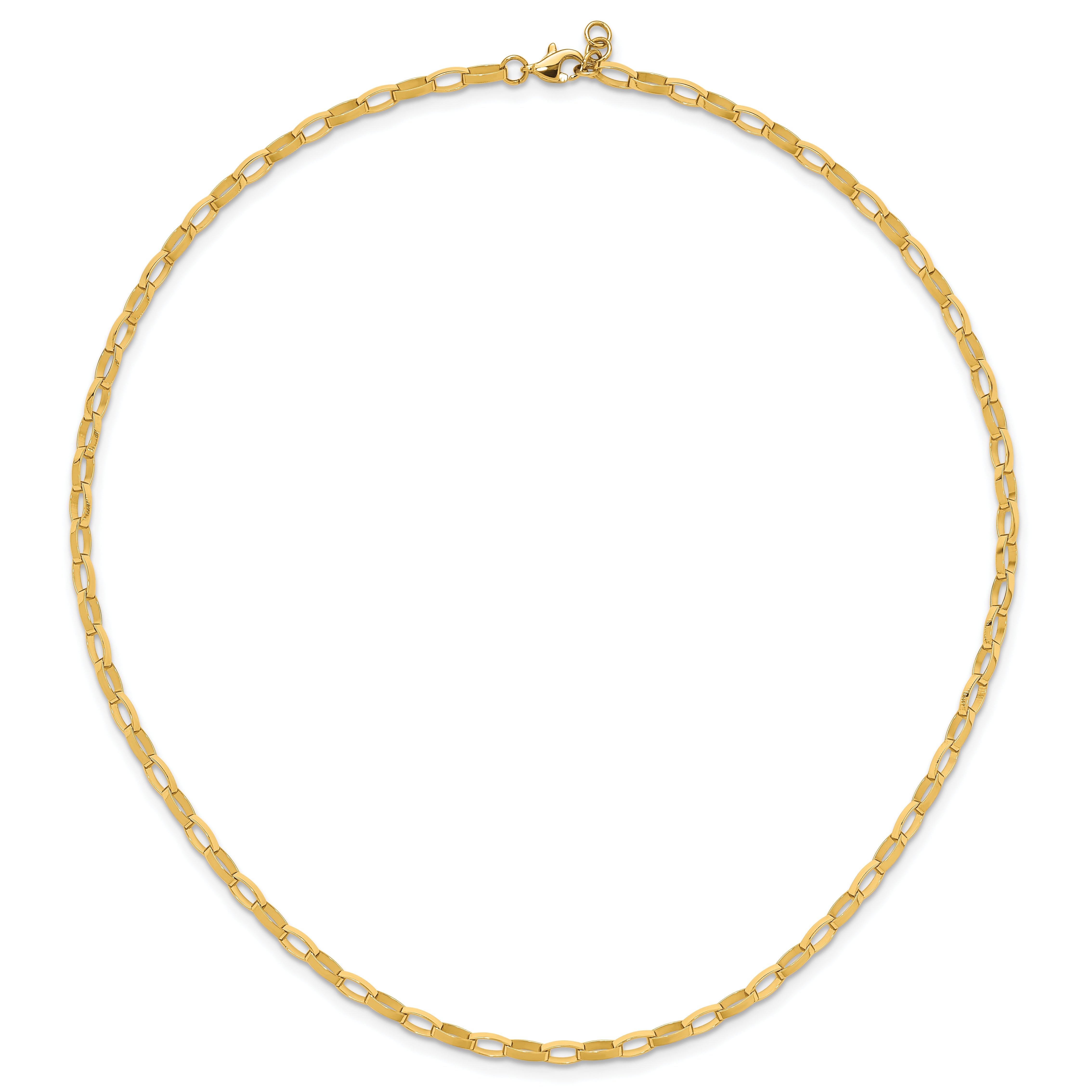 14K Polished Fancy Link with .5in ext. Necklace