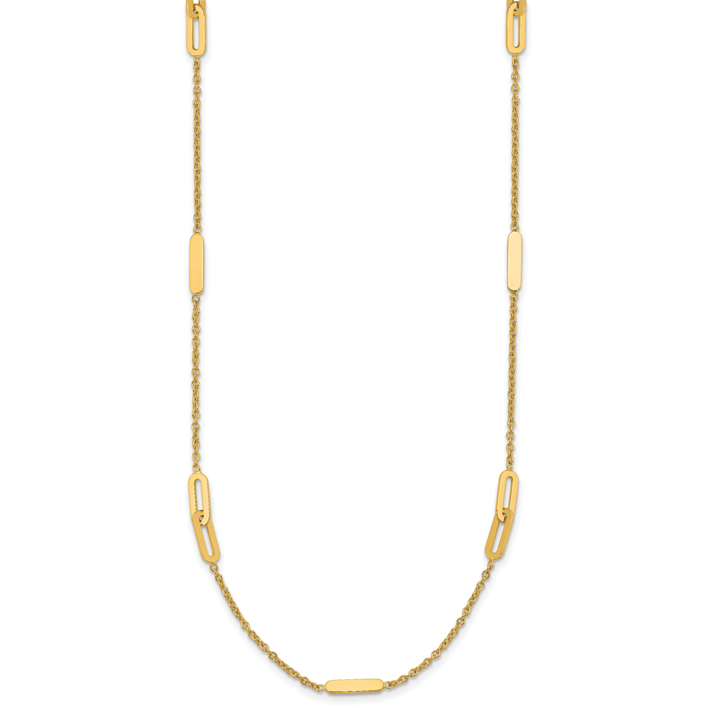 14K Polished Fancy Link with 2in ext. Necklace