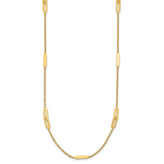 14K Polished Fancy Link with 2in ext. Necklace