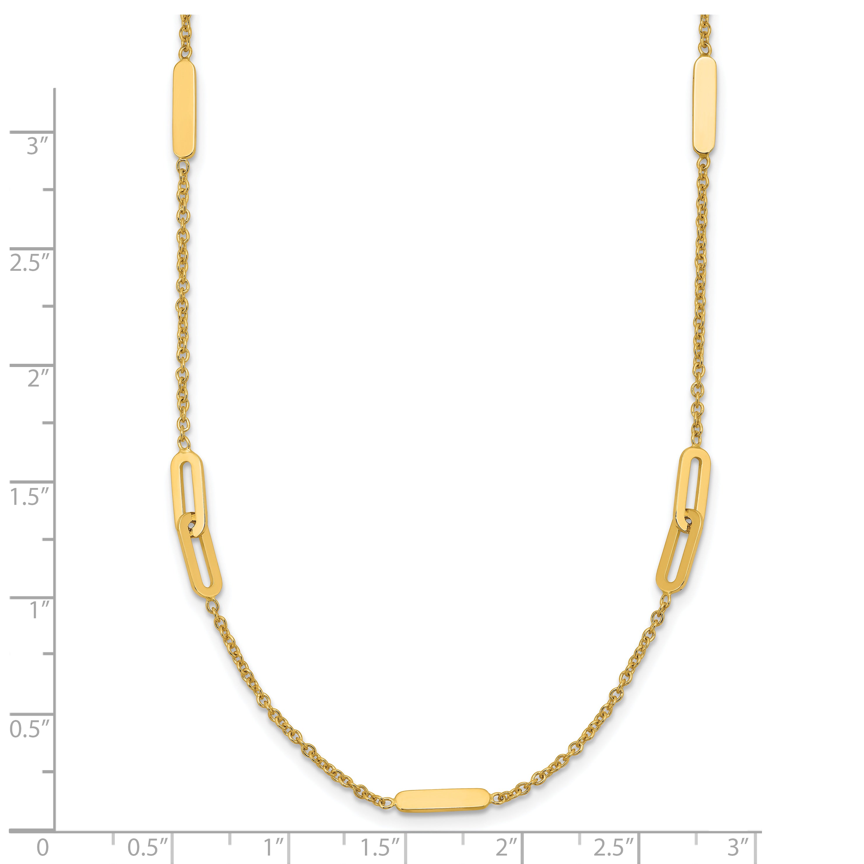 14K Polished Fancy Link with 2in ext. Necklace