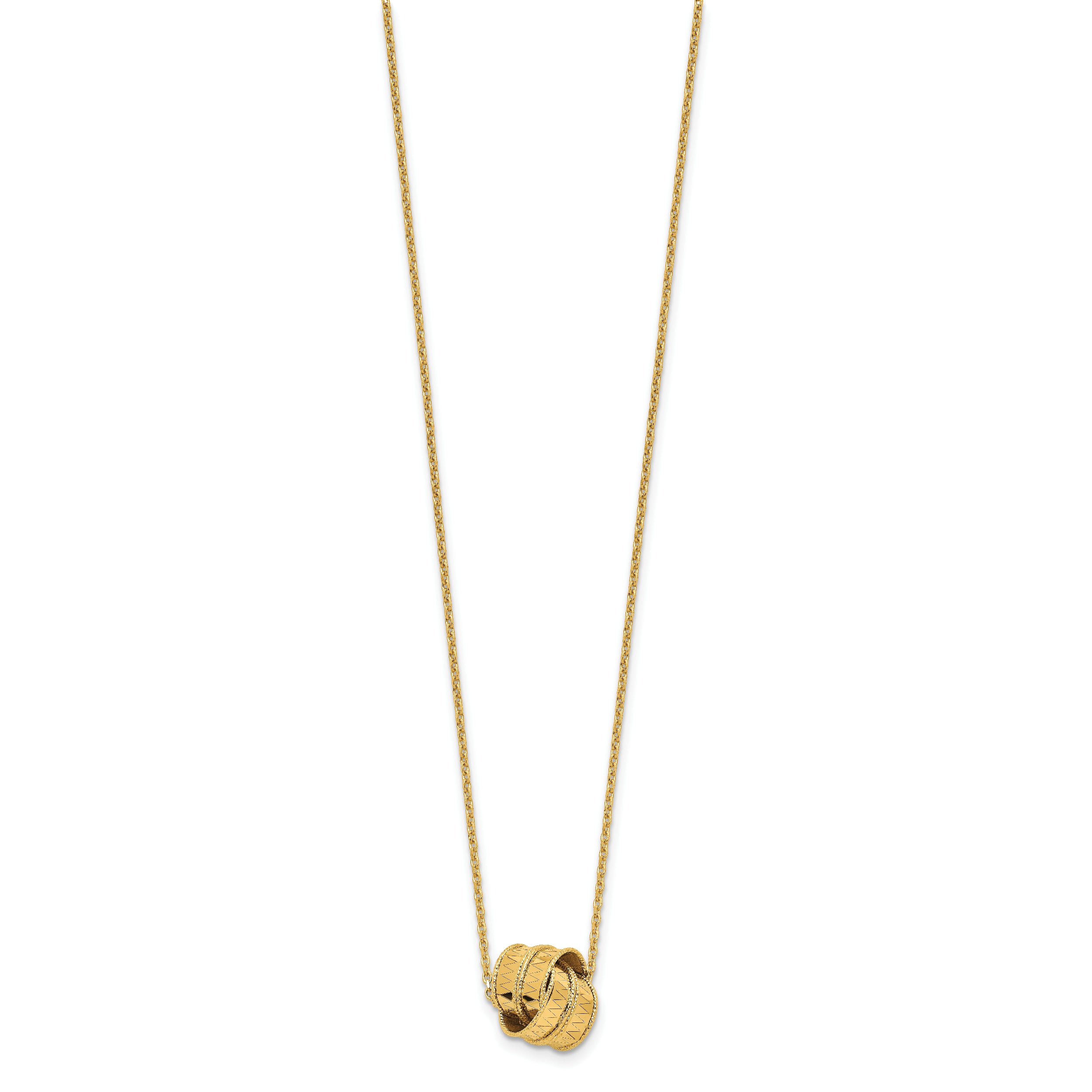 14K Polished and Diamond-cut Fancy Knot with 2in ext. Necklace