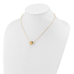 14K Polished and Diamond-cut Fancy Knot with 2in ext. Necklace