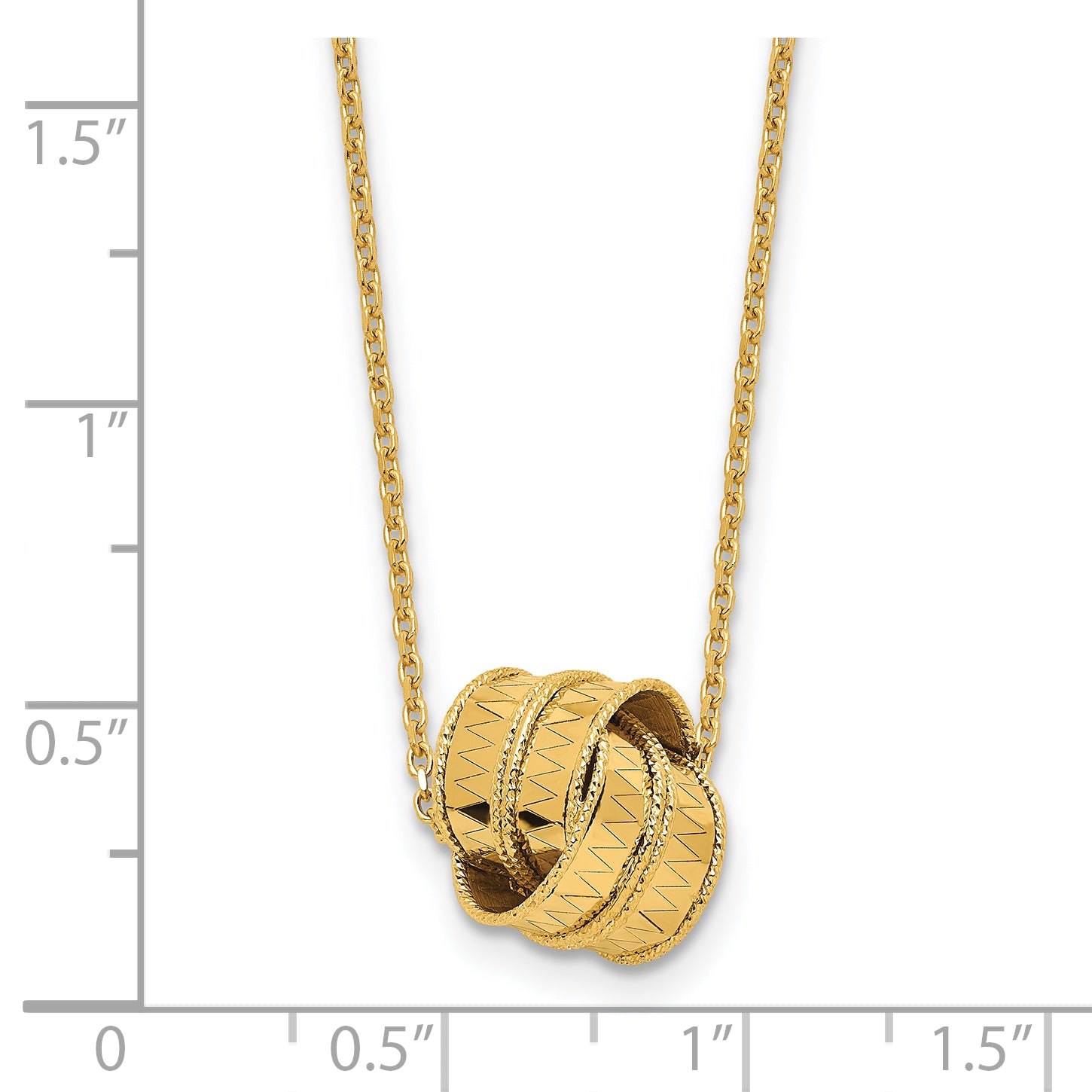 14K Polished and Diamond-cut Fancy Knot with 2in ext. Necklace
