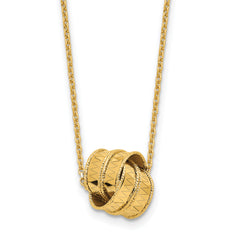 14K Polished and Diamond-cut Fancy Knot with 2in ext. Necklace