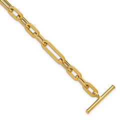 14K Polished Fancy Link Toggle Clasp Bracelet