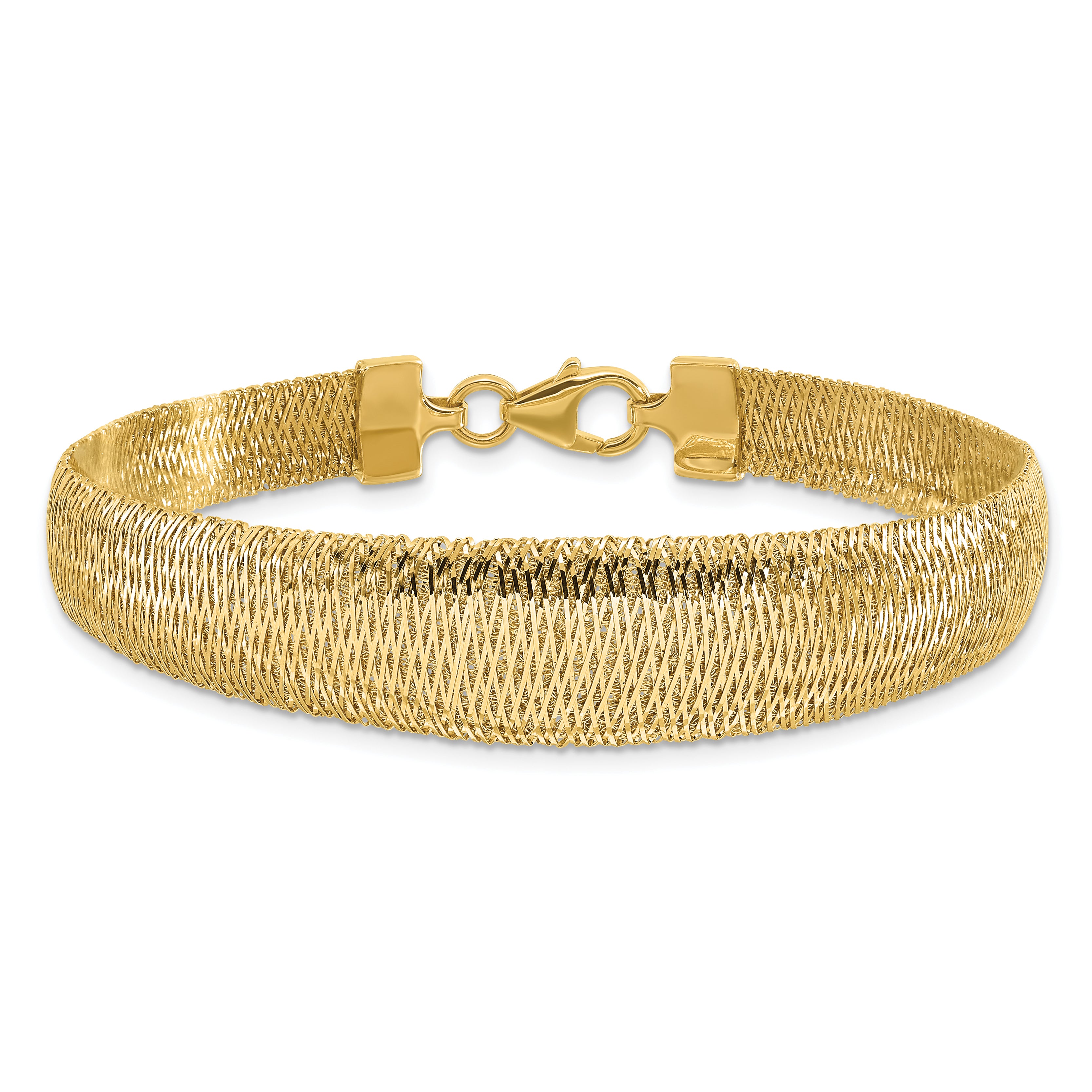 14K Polished Woven Graduated Dome Bracelet