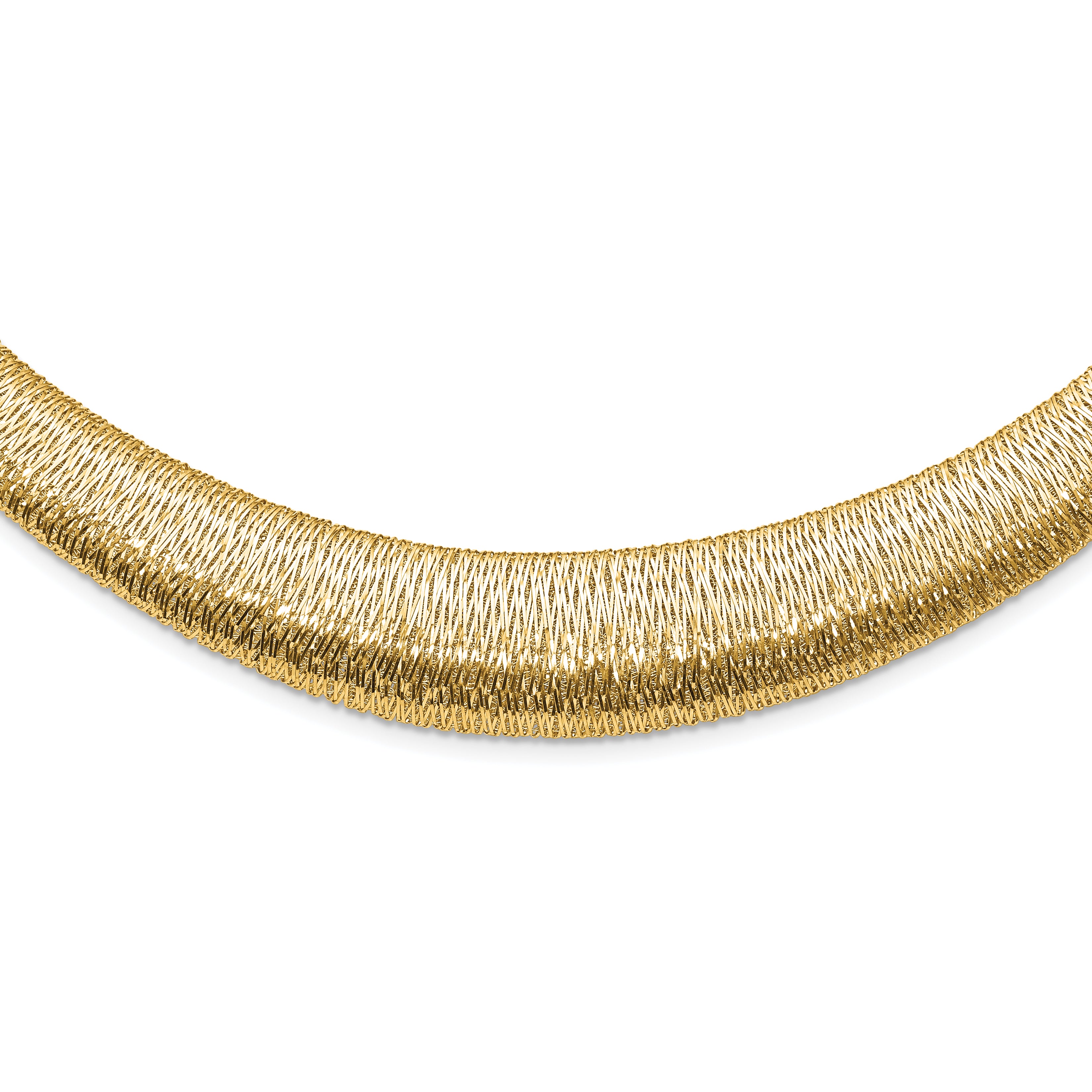 14K Polished Woven Graduated Dome Necklace