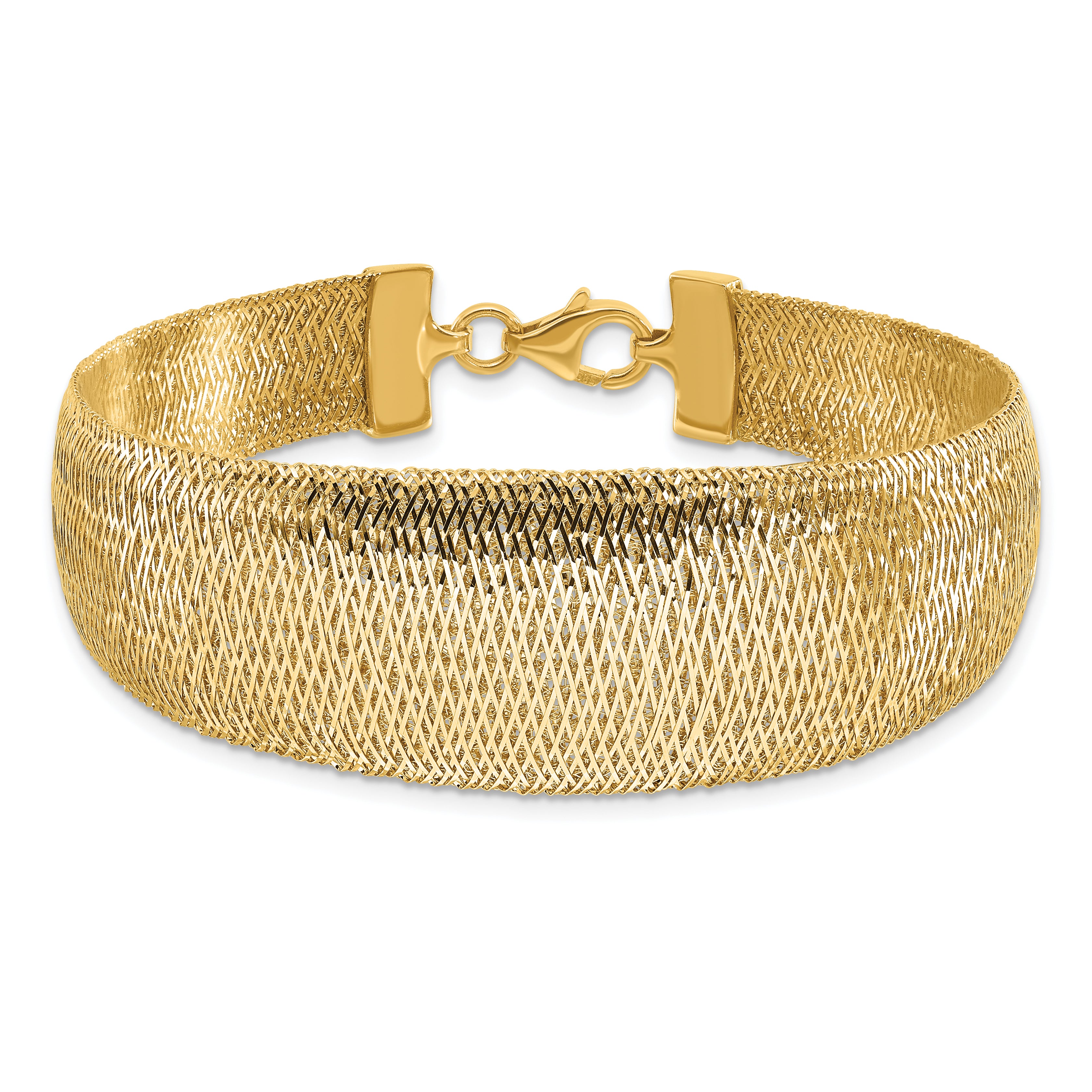 14K Polished Woven Graduated Dome Bracelet