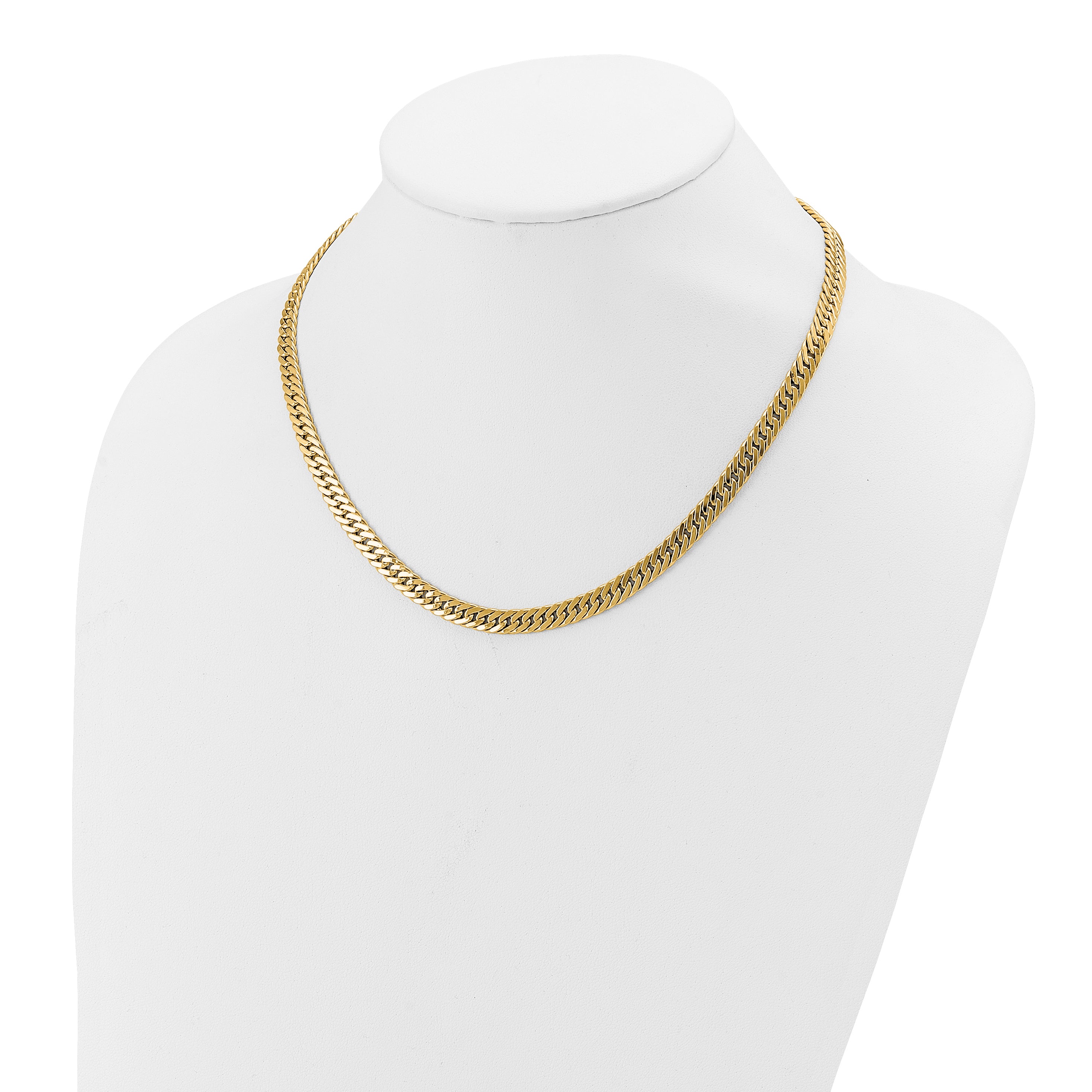 14K Polished and Satin Reversible Fancy Curb Necklace