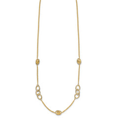 14K Two-tone Polish/Textured/Dia-cut Fancy w/1in ext. Necklace