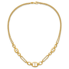 14K Polished Multi-strand Fancy Link Necklace