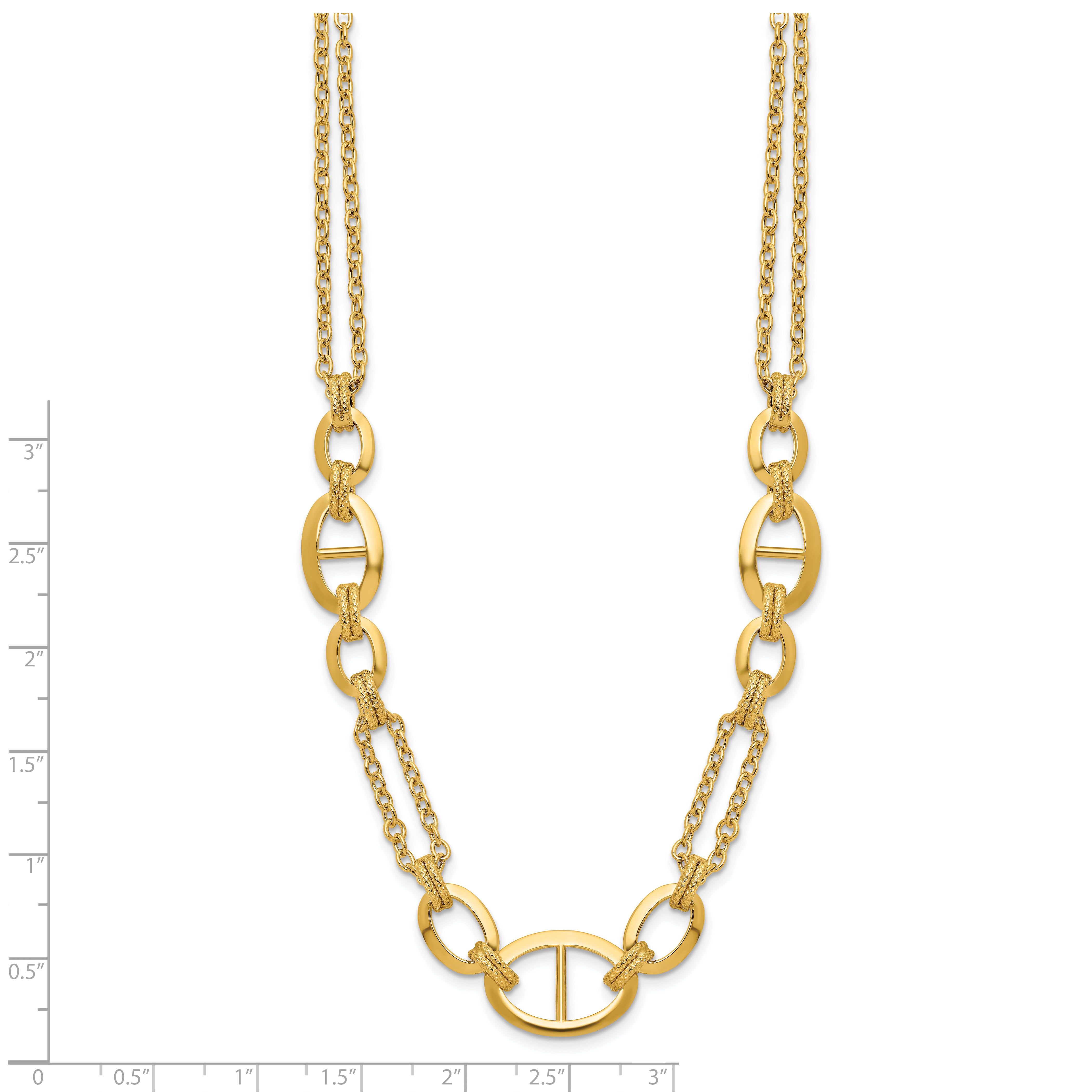 14K Polished Multi-strand Fancy Link Necklace
