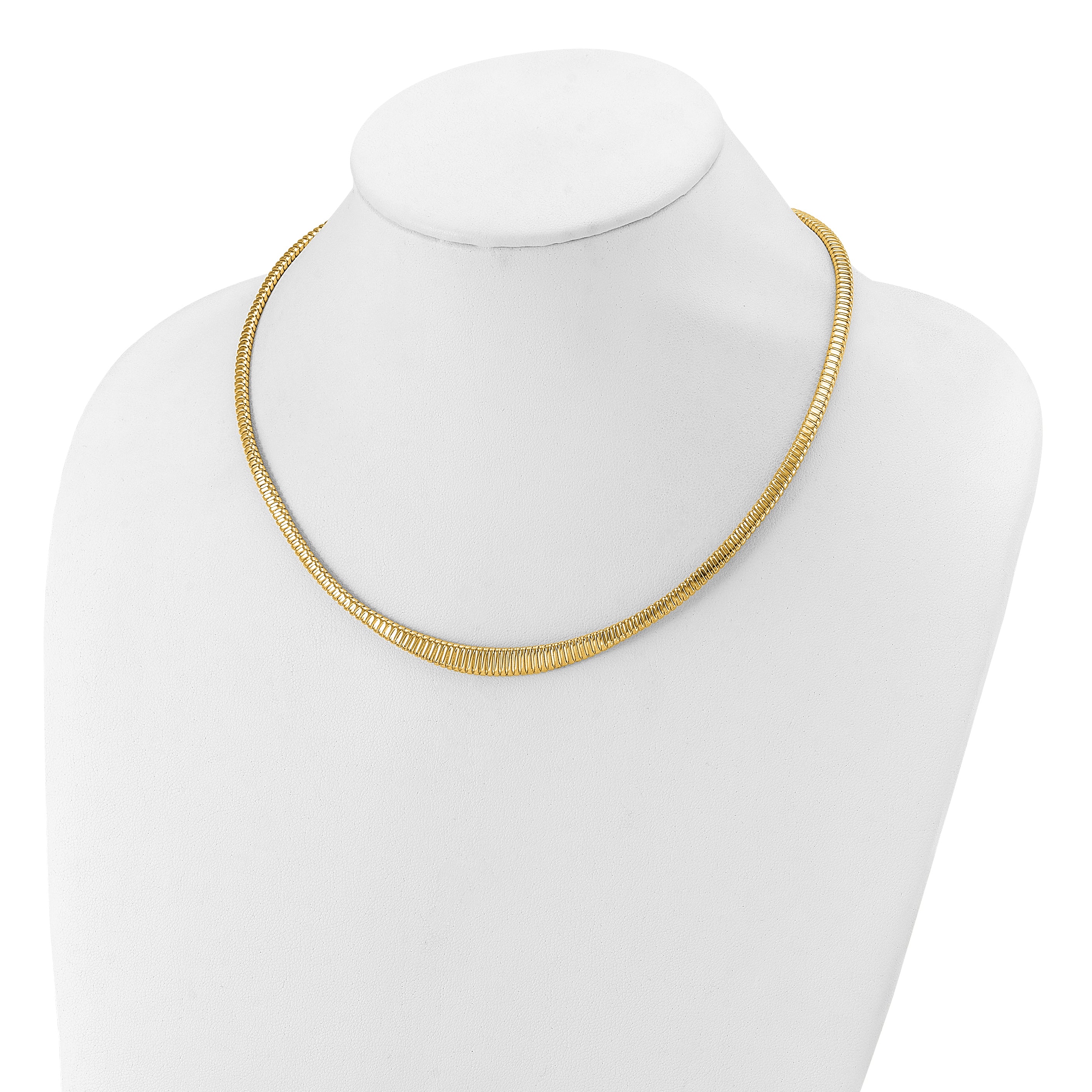 14K Polished Ridged Graduated Necklace