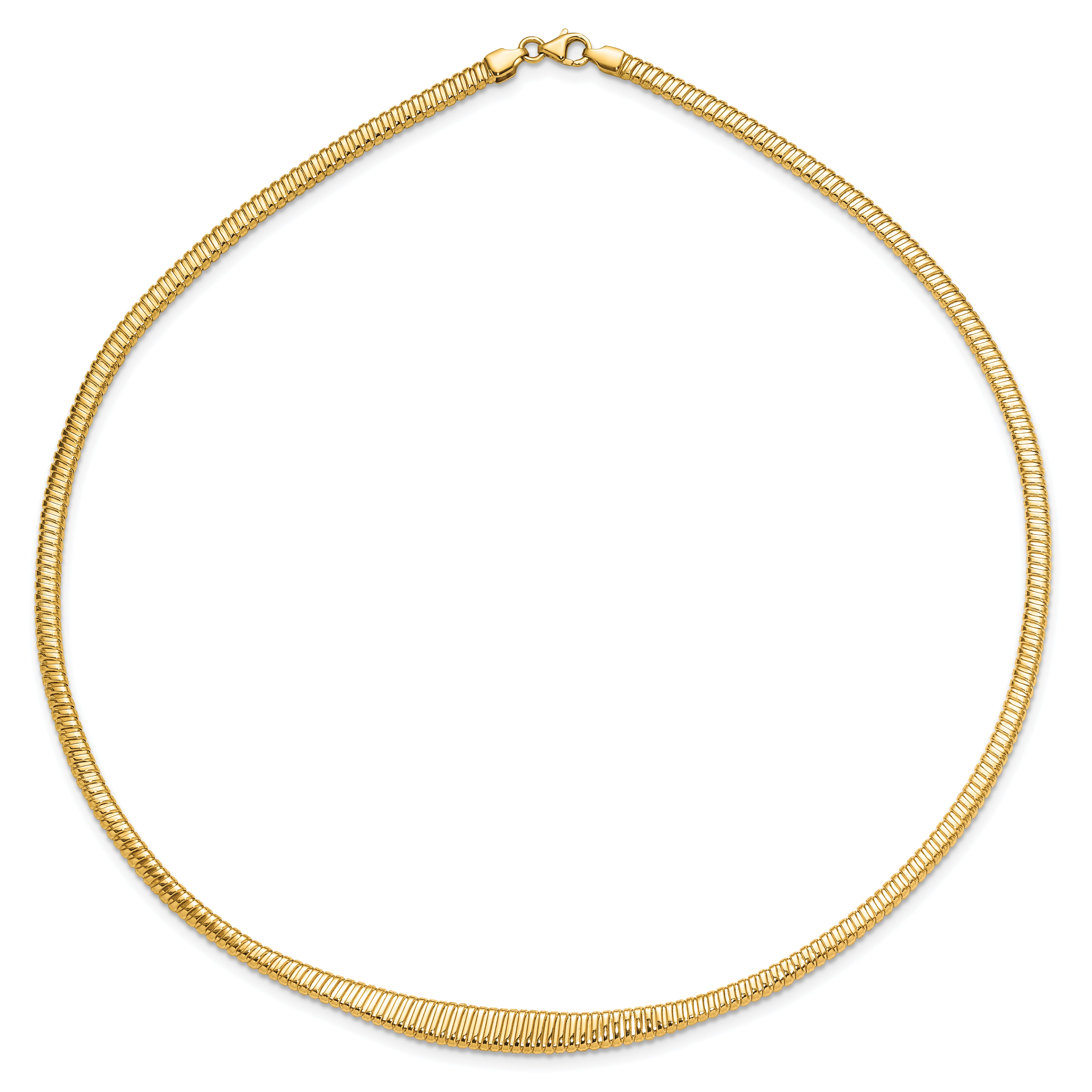 14K Polished Ridged Graduated Necklace