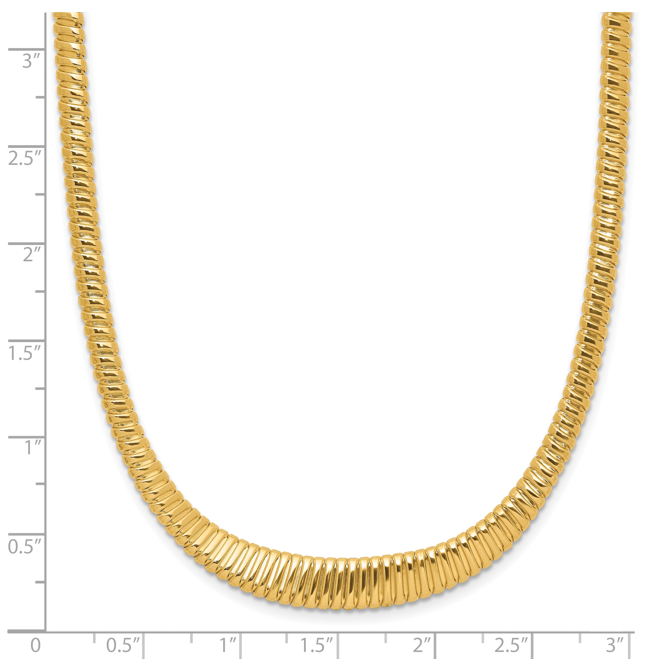 14K Polished Ridged Graduated Necklace