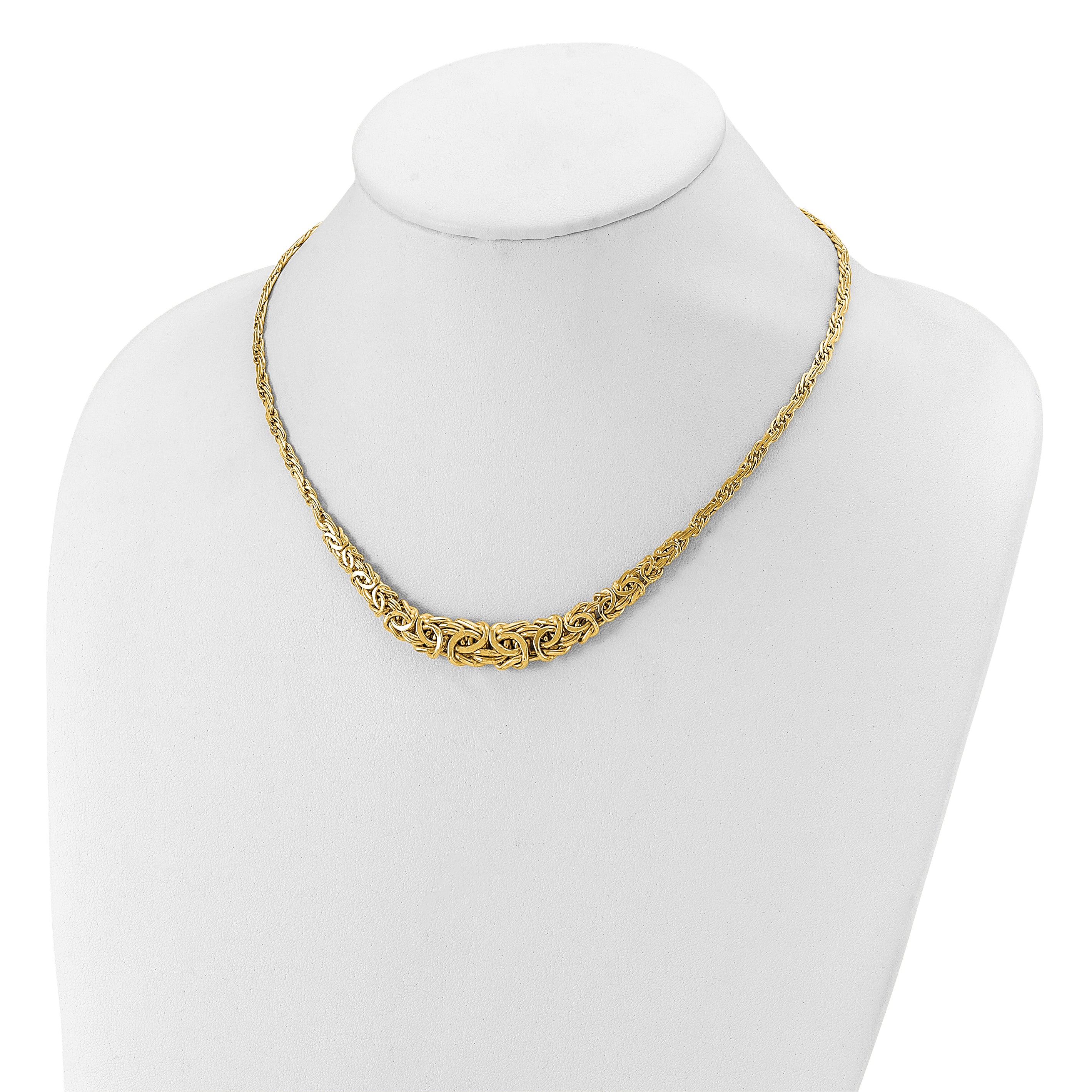14K Polished Byzantine Graduated Necklace