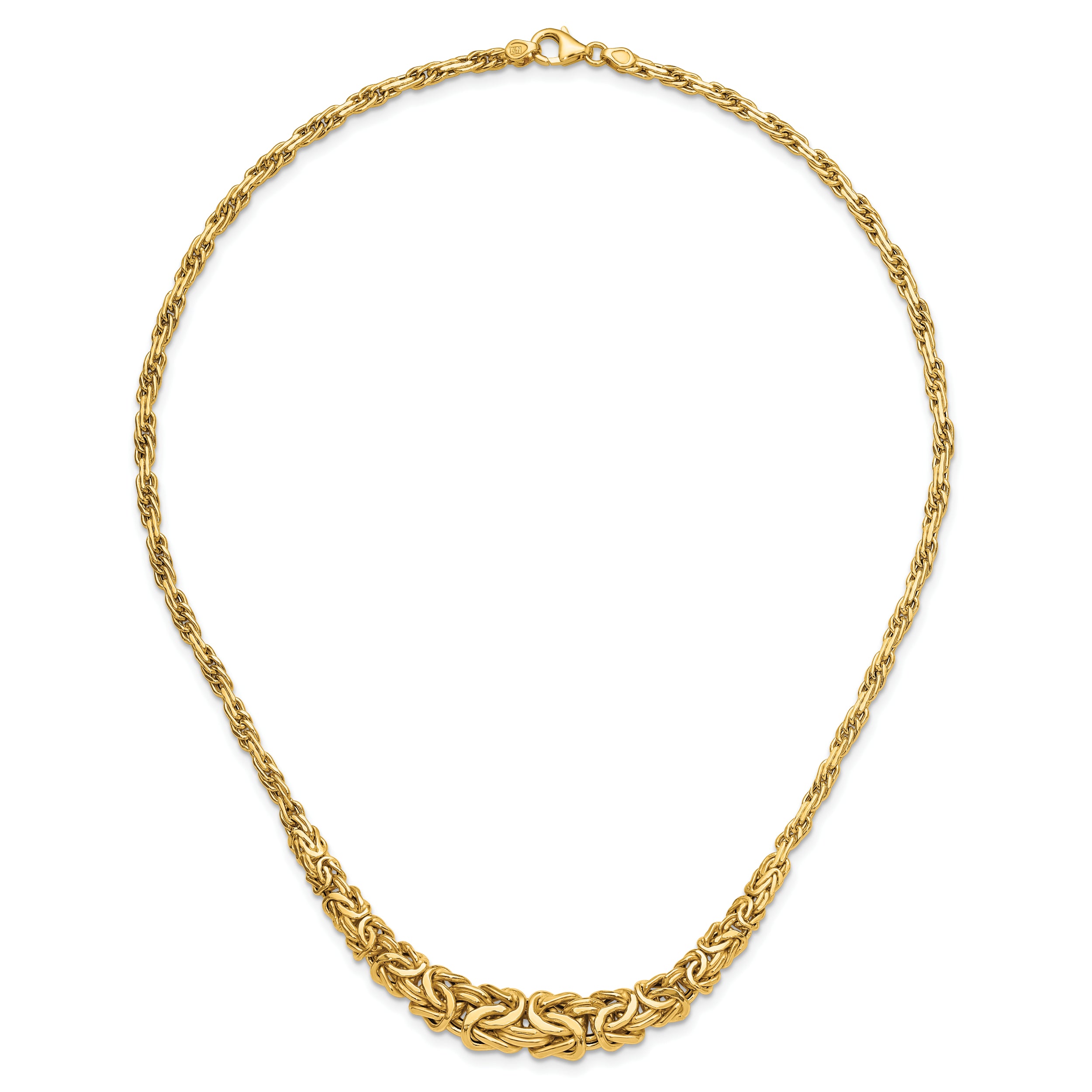 14K Polished Byzantine Graduated Necklace