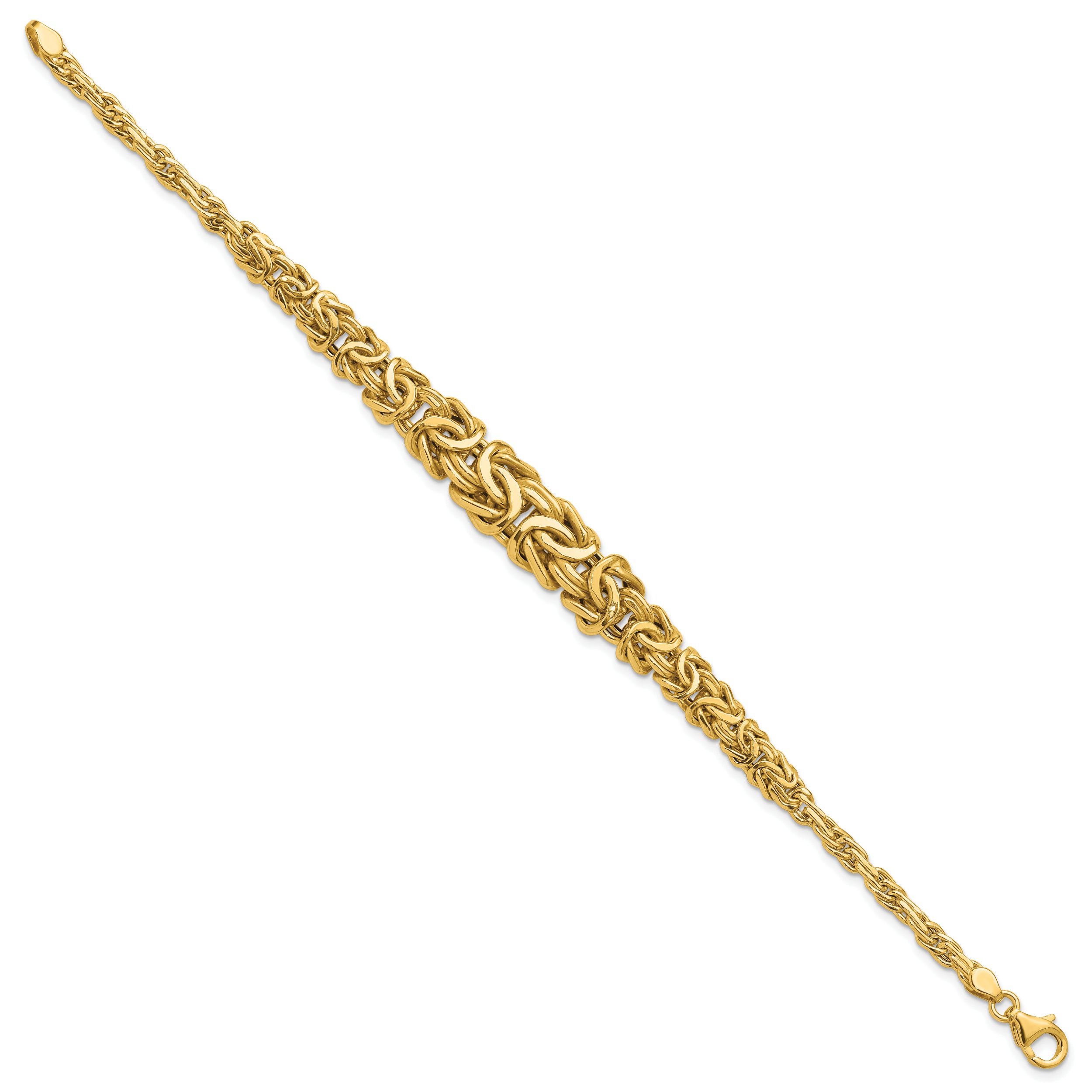 14K Polished Byzantine Graduated Bracelet