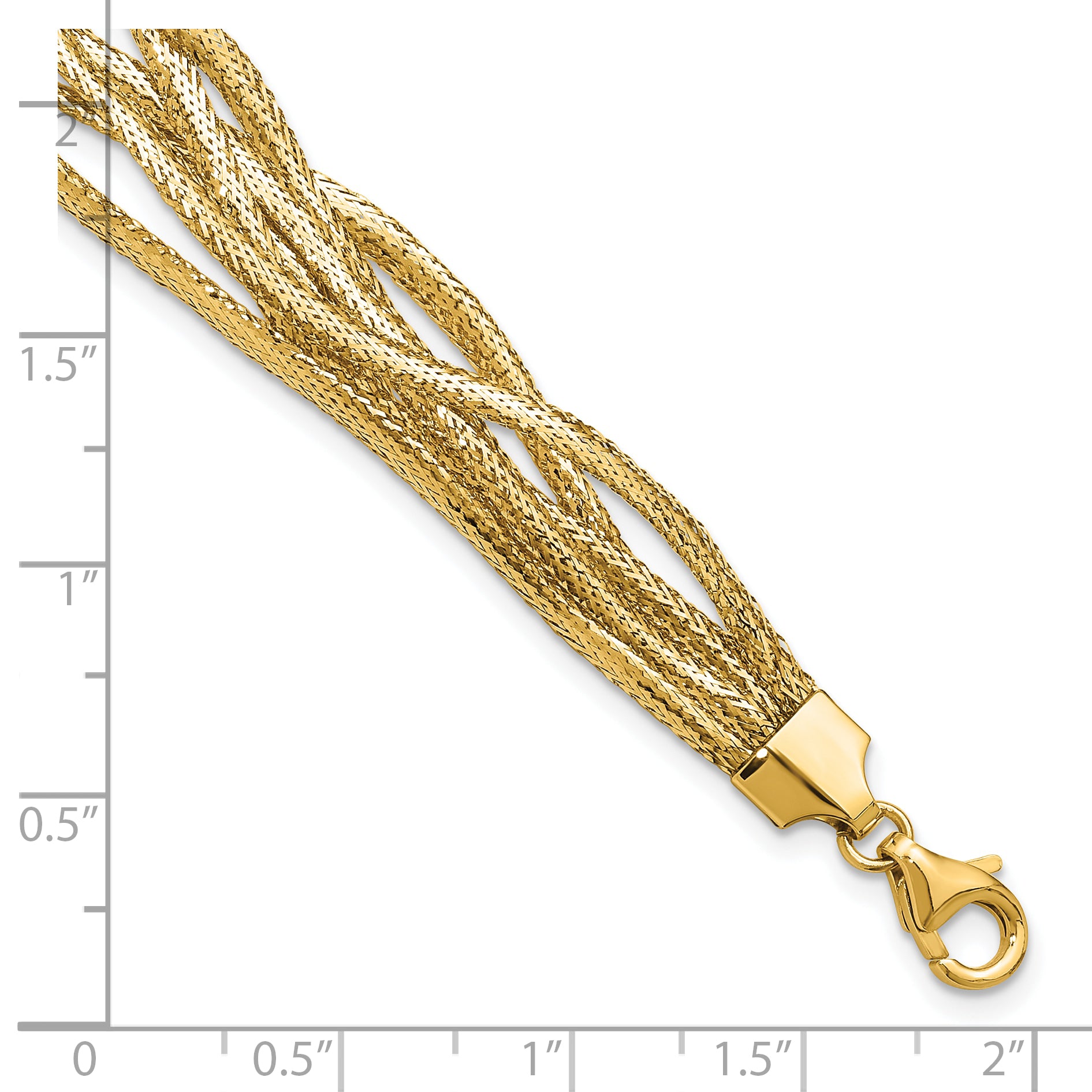 14K Polished Mesh Diamond-cut 4-strand Wave Bracelet