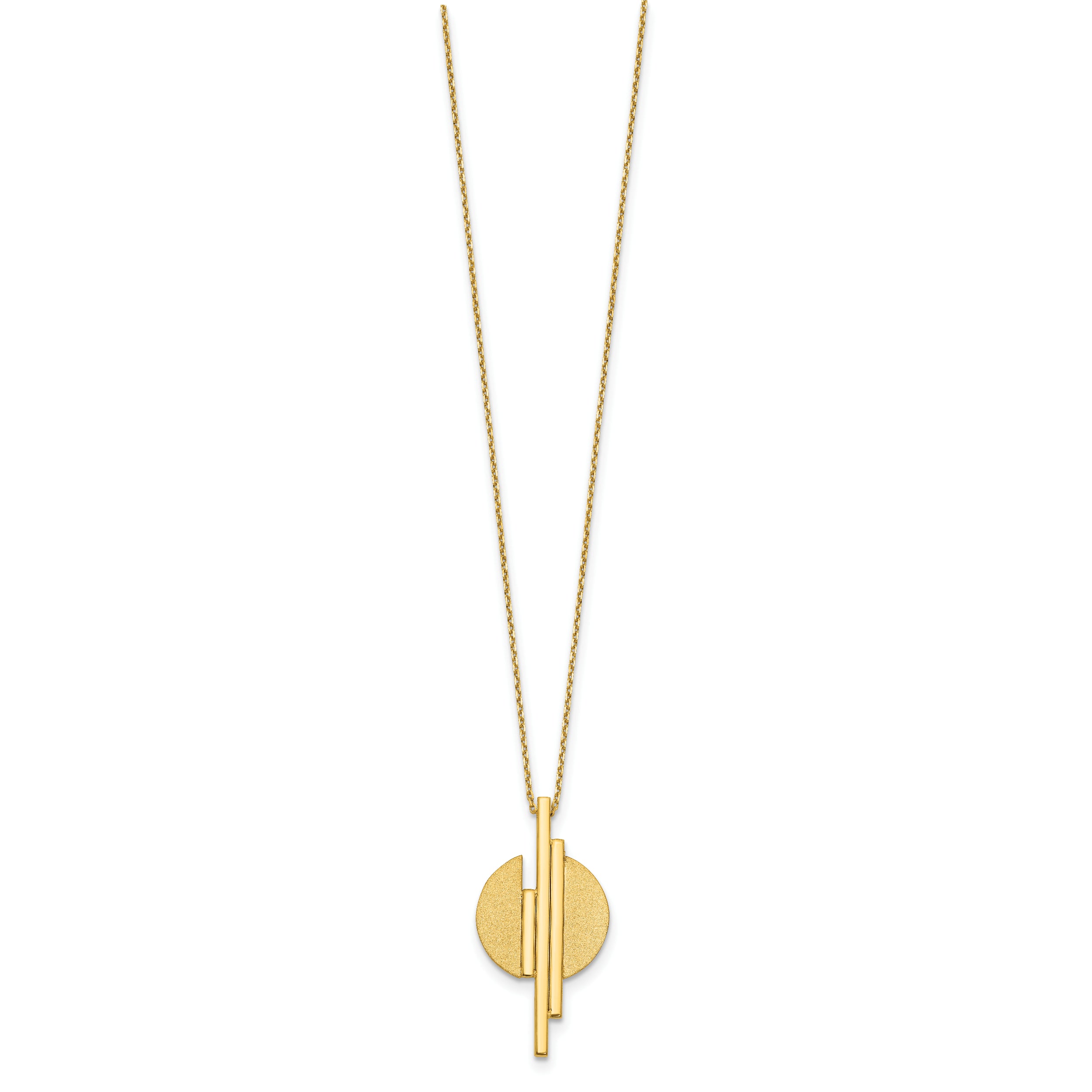 14K Polished and Brushed with 2in ext. Necklace