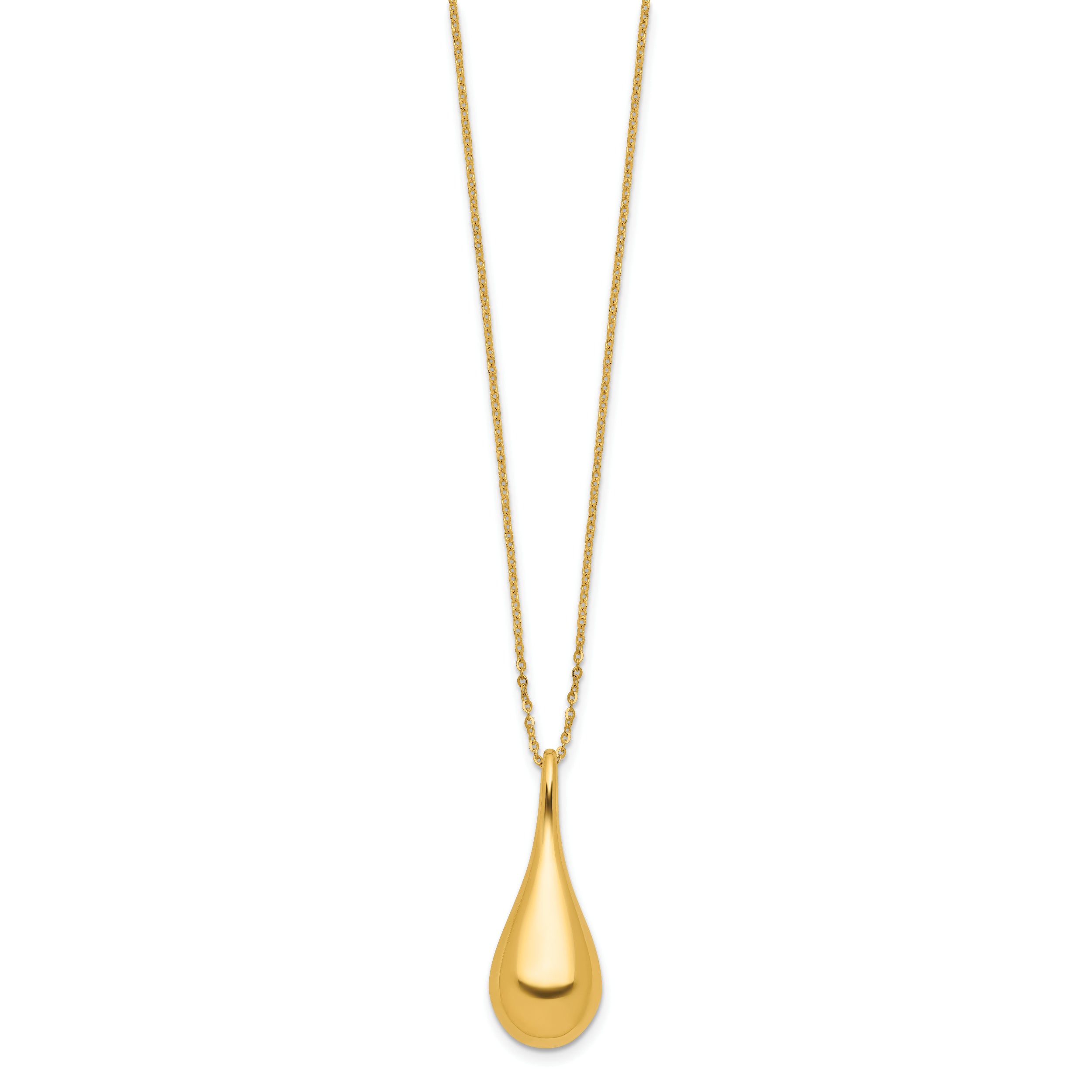 14K Polished Teardrop 16in w/2in ext. Necklace - 18
