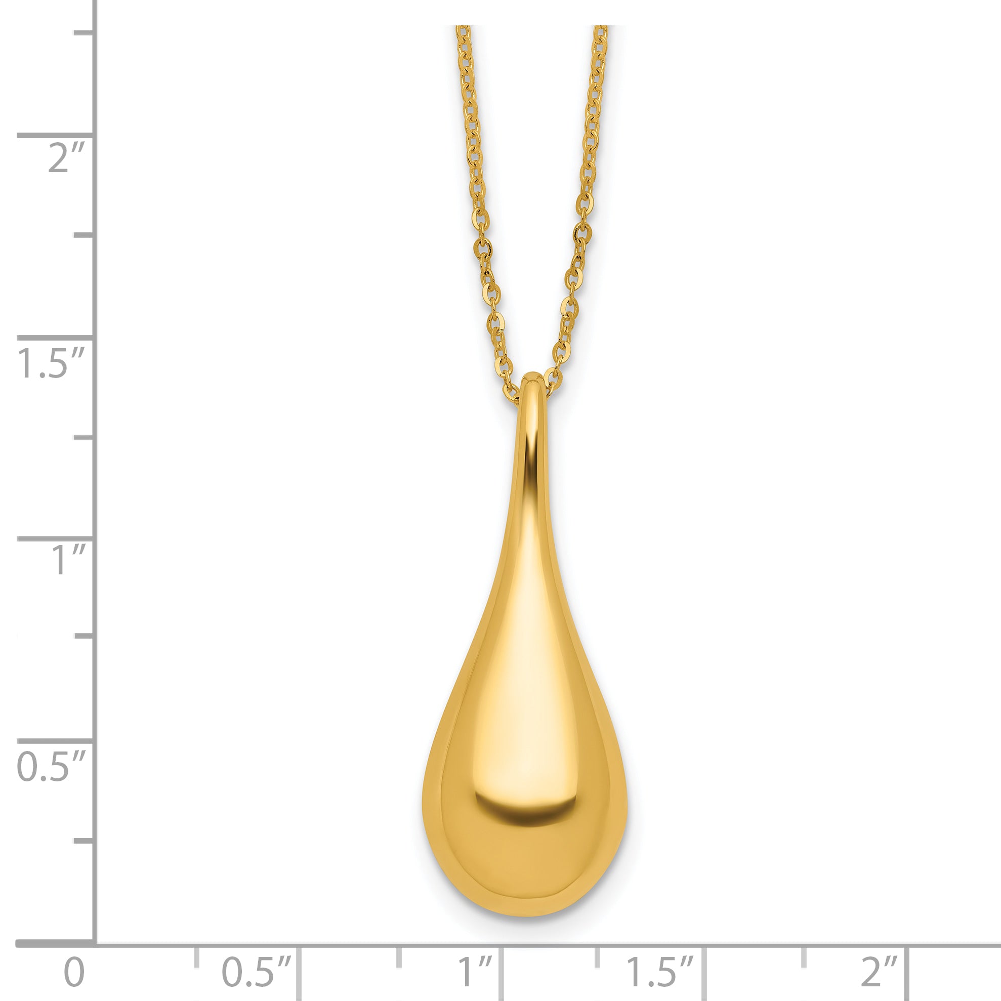 14K Polished Teardrop 16in w/2in ext. Necklace - 18
