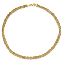 14K Polished/Textured and Diamond-cut Necklace