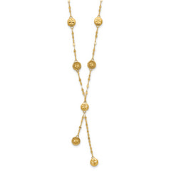 14K Polished and Diamond-cut Disc Design w/2in ext. Necklace