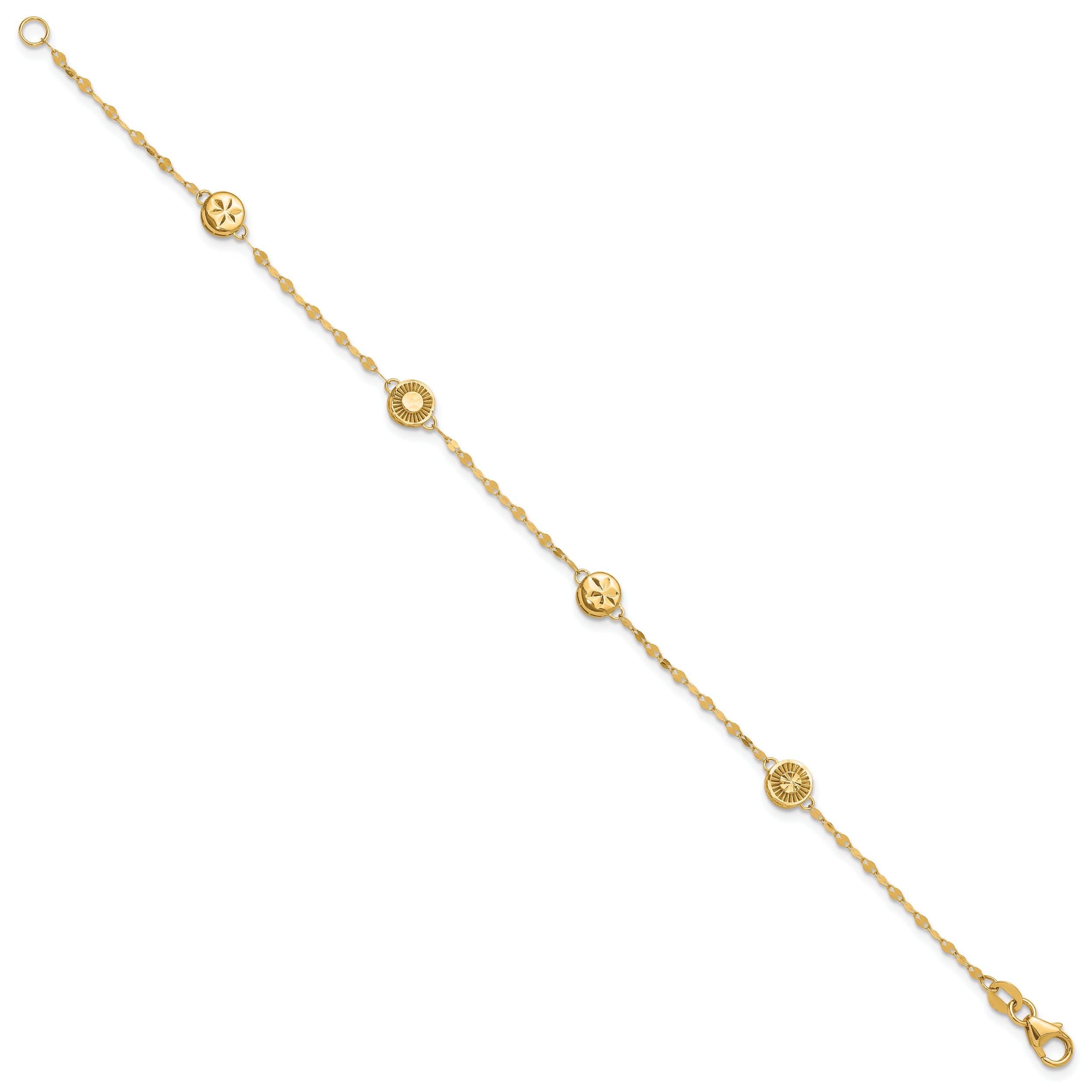 14K Polished and Diamond-cut Disc Design Bracelet