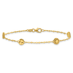 14K Polished and Diamond-cut Disc Design Bracelet