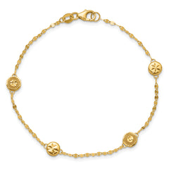 14K Polished and Diamond-cut Disc Design Bracelet