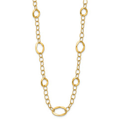 14K Polished Fancy Link w/2in ext. Necklace