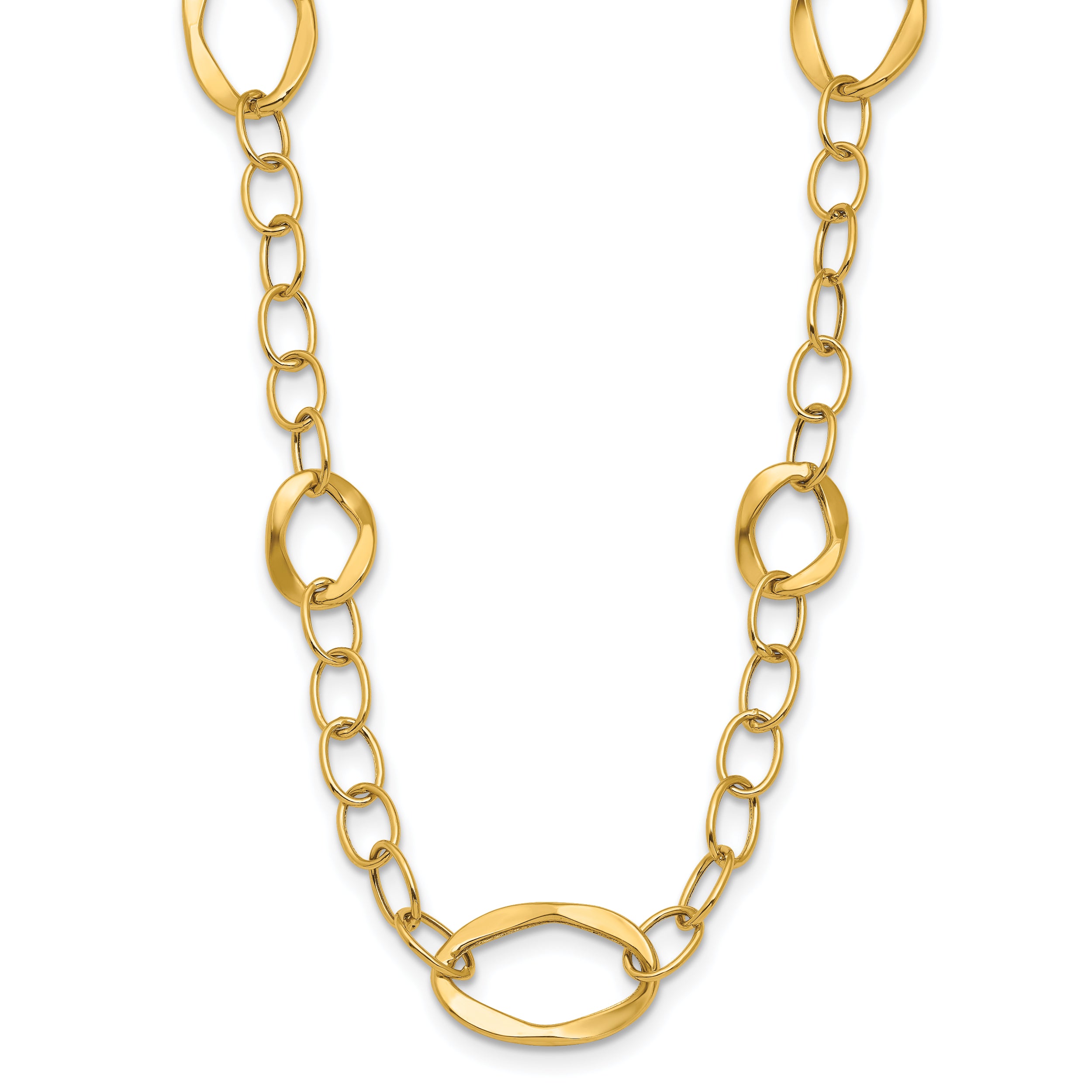 14K Polished Fancy Link w/2in ext. Necklace