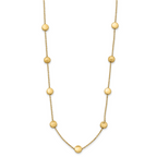 14K Gold Beaded Necklace with Polished Satin Finish and Lifetime Warranty