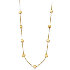14K Polished and Satin Beaded Necklace