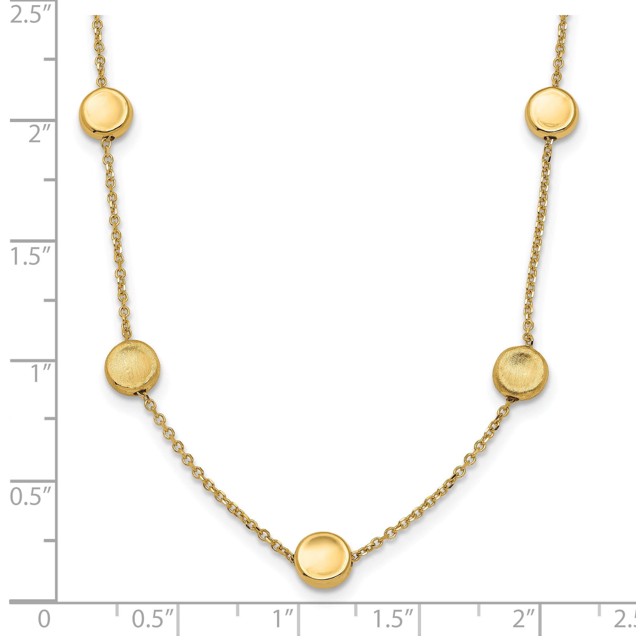 14K Polished and Satin Beaded Necklace