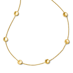 14K Gold Beaded Necklace with Polished Satin Finish 18