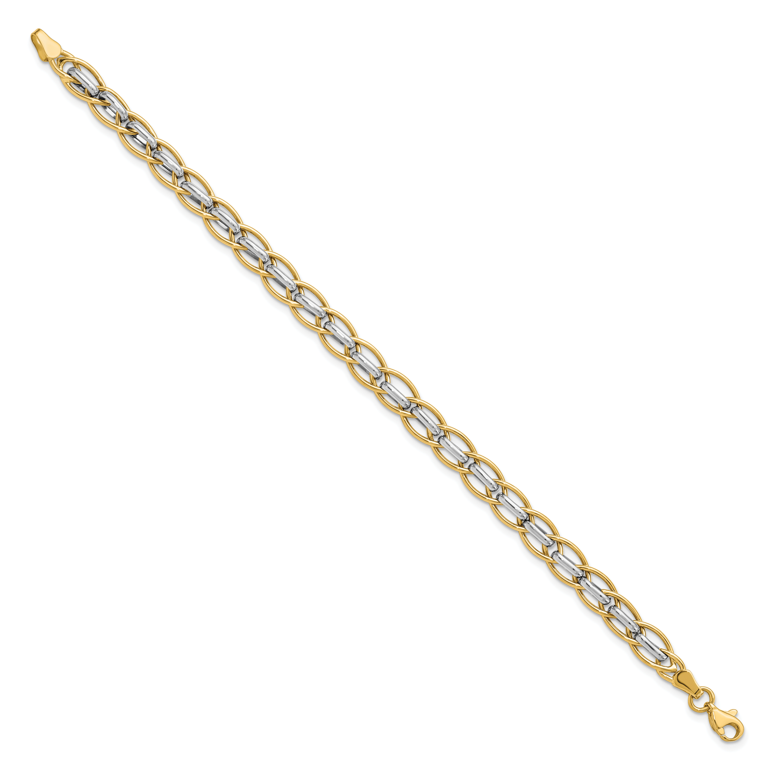 14K Two-tone Polished Fancy Link Bracelet Secondary image