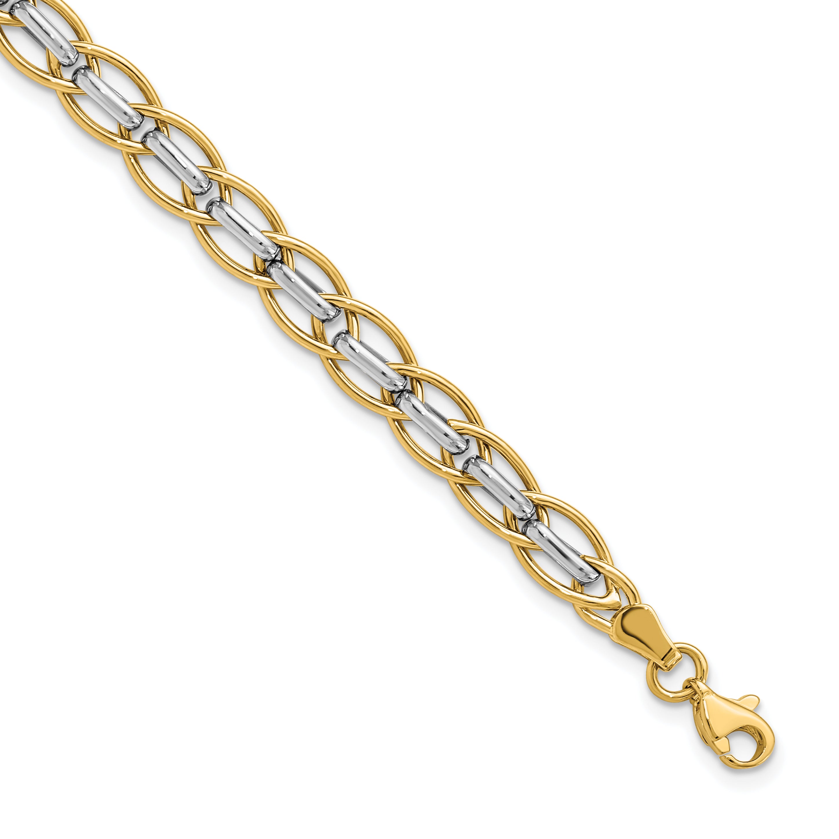 14K Two-tone Polished Fancy Link Bracelet Main image
