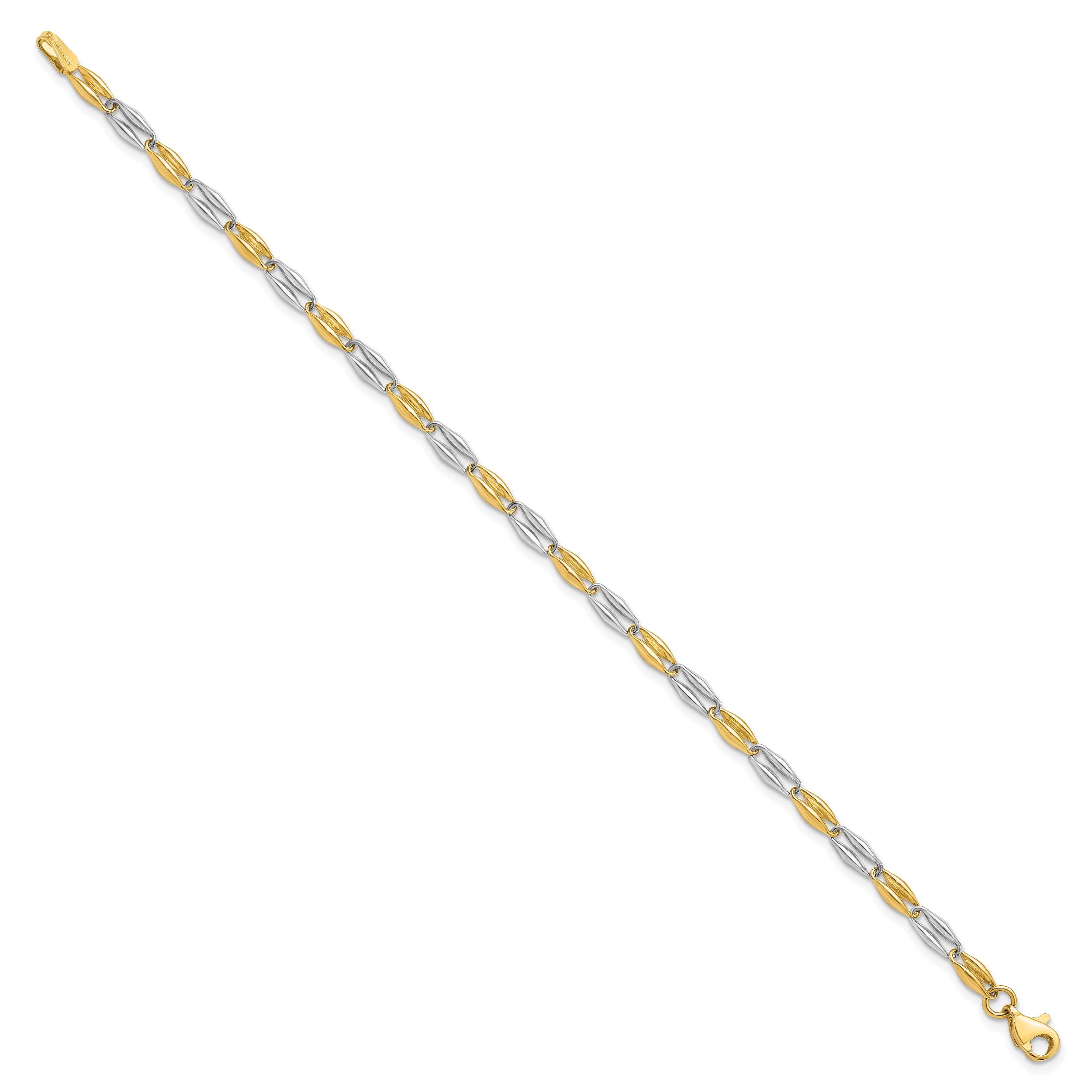 14K Two-tone Polished Fancy Link Bracelet